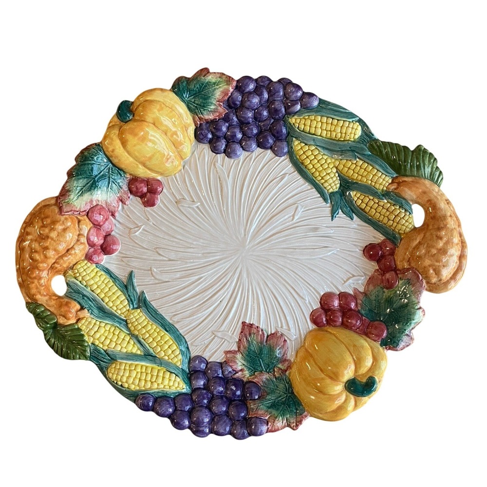 Vintage Fitz & Floyd Harvest Home 14"  Vegetable Serving Platter Autumn 1993